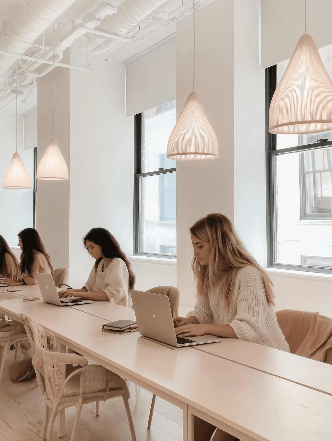 Team arbeitet gemeinsam in einem hellen, modernen Büro